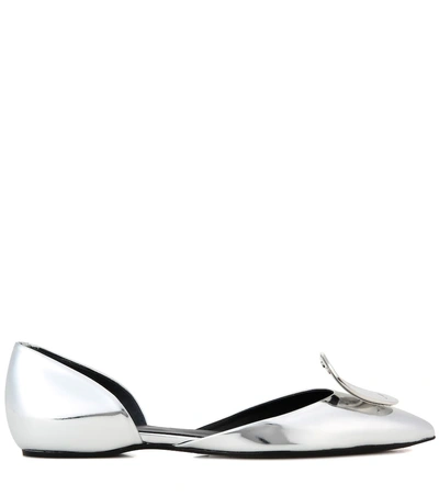 Shop Roger Vivier Dorsay Metallic Leather Ballerinas In Silver