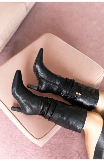 Smash Shoes Fallon Faux Leather Knee High Boot In Black Python