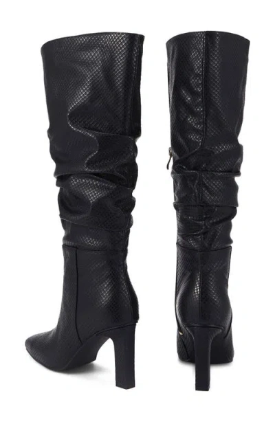 Smash Shoes Fallon Faux Leather Knee High Boot In Black Python