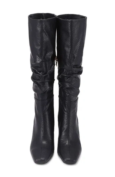 Smash Shoes Fallon Faux Leather Knee High Boot In Black Python