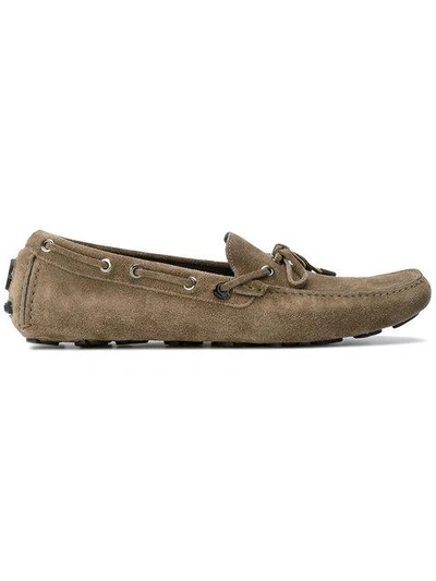 Shop Moncler Classic Boat Shoes In Green