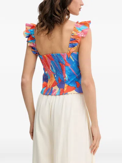 Morgan Ruffled Printed Blouse In Multi
