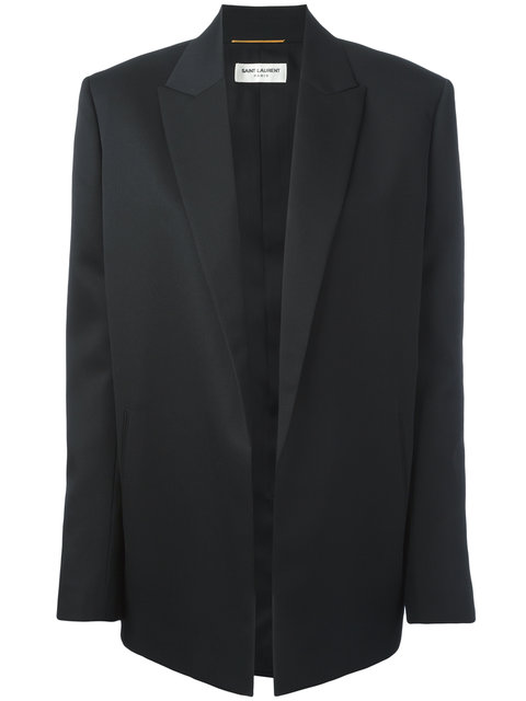 Saint Laurent Peaked Lapel Blazer In Black | ModeSens