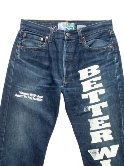 Better With Age 보포트 로고 프린트 진 In Blue