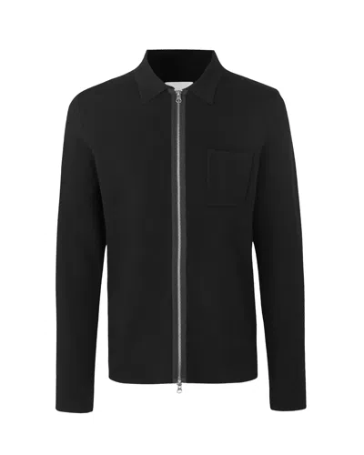 Samsoe & Samsoe Samsoe Samsoe Zip-front Knit Cardigan With Chest Pocket In Black