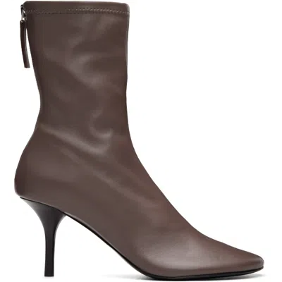Acne Studios Brown Stretch Leather Ankle Boots In Multi