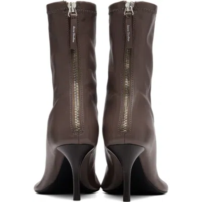 Acne Studios Brown Stretch Leather Ankle Boots In Multi