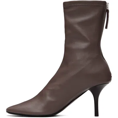 Acne Studios Brown Stretch Leather Ankle Boots In Multi