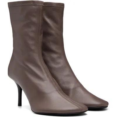 Acne Studios Brown Stretch Leather Ankle Boots In Multi