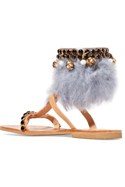 Shop Mabu By Maria Bk Aten Embellished Leather Sandals