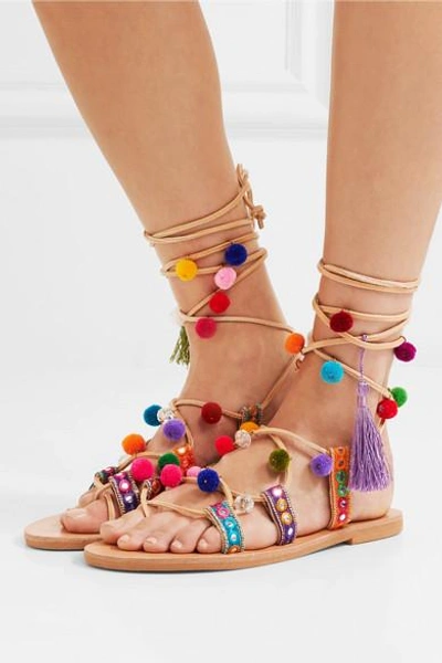 Shop Mabu By Maria Bk Ida Embellished Leather Sandals