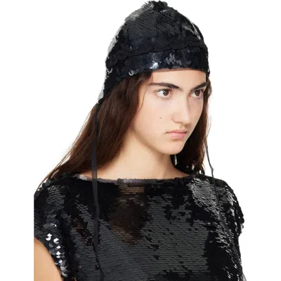 Simone Rocha Black Sequin Bonnet In Black