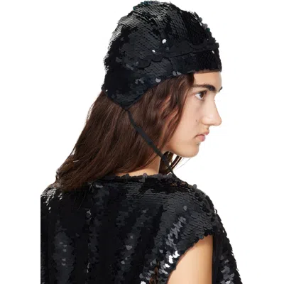 Simone Rocha Black Sequin Bonnet In Black