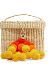 Nannacay Baby Roge Pompom-embellished Woven Raffia Tote