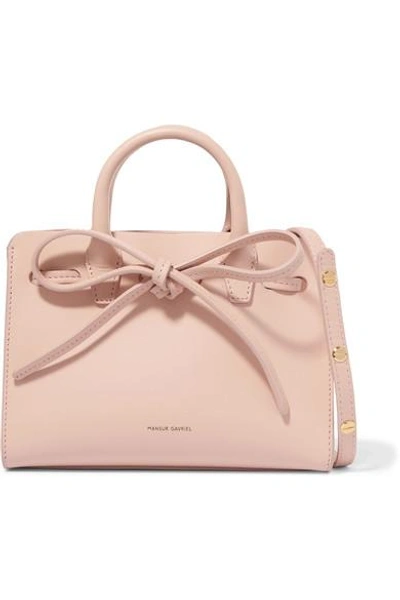 Shop Mansur Gavriel Sun Mini Mini Leather Tote In Blush