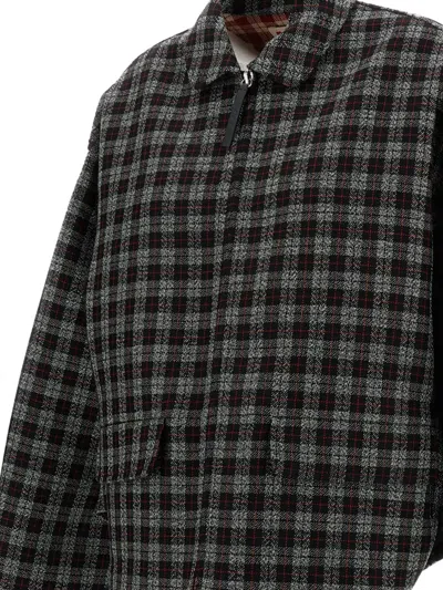 Marni Check-pattern Zip-up Jacket In Gray