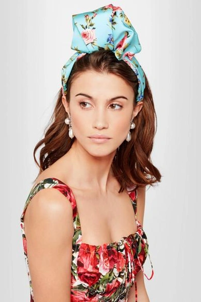 Shop Dolce & Gabbana Floral-print Silk-satin Headband