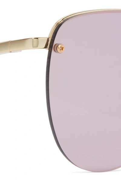 Shop Le Specs The Prince Aviator-style Gold-tone Mirrored Sunglasses