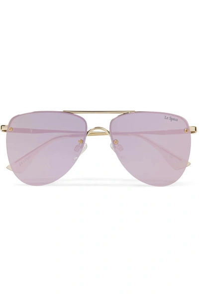 Le Specs The Prince Aviator-style Gold-tone Mirrored Sunglasses