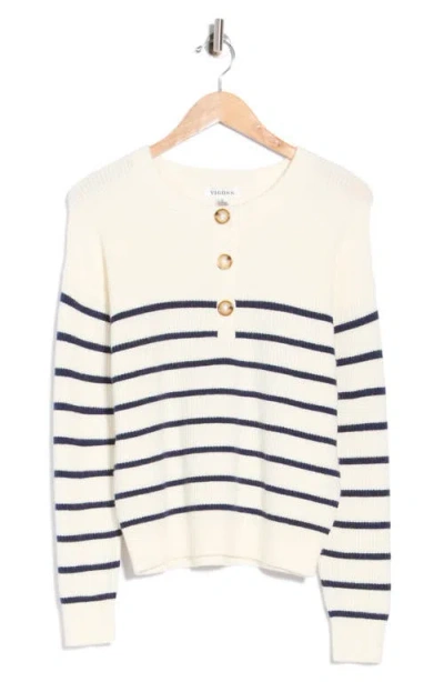 Vigoss Striped Button Up Sweater In Multi