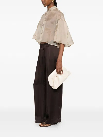 Max Mara Beige Solid Mandarin Collar Sweater In Neutral