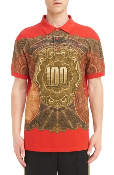 Shop Givenchy Currency Print Polo In Red
