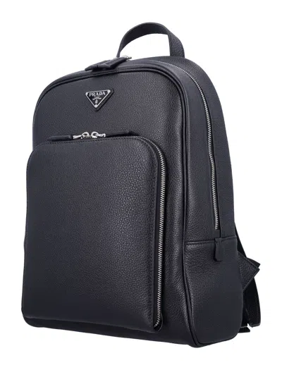 Prada Leather Backpack In Black