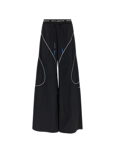 Off-white Off White Black Polyester Trousers In Multi