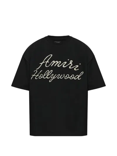 Amiri Oversized Fit Hollywood Script Tee In Black