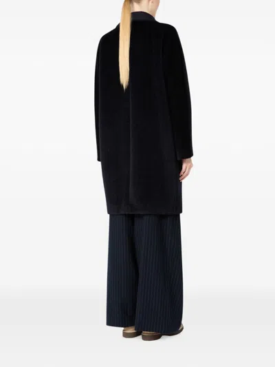 S Max Mara Alpaca Virgin Wool Fitted Jacket In Blue