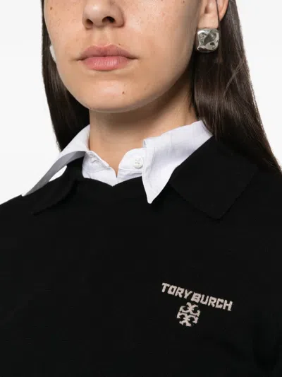 Tory Burch Simone Wool T-shirt In Black