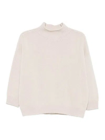 Vanisé High-neck Drop-shoulder Sweater In White