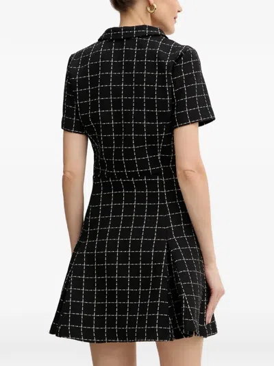 Morgan Check-pattern Button-up Mini Dress In Black
