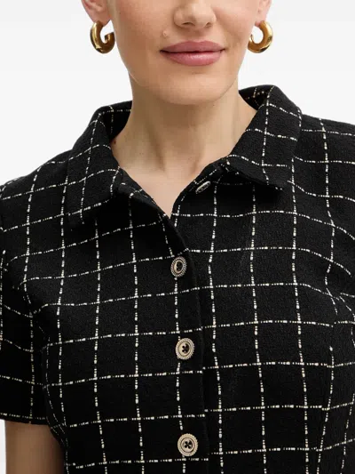 Morgan Check-pattern Button-up Mini Dress In Black