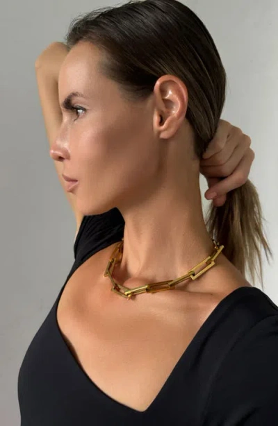 St. Moran Oversized Rectangular Link Statement Necklace In Gold