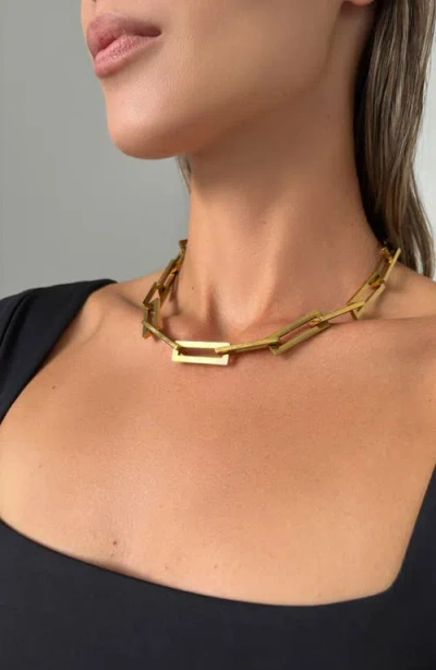 St. Moran Oversized Rectangular Link Statement Necklace In Gold