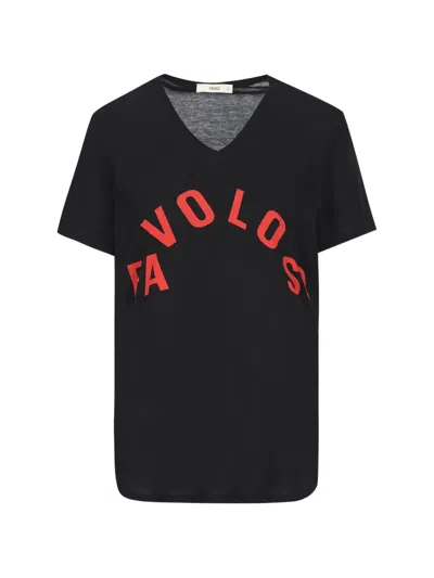 Fendi X Mirella Bentivoglio Archive Favoloso Slogan-print T-shirt In Black