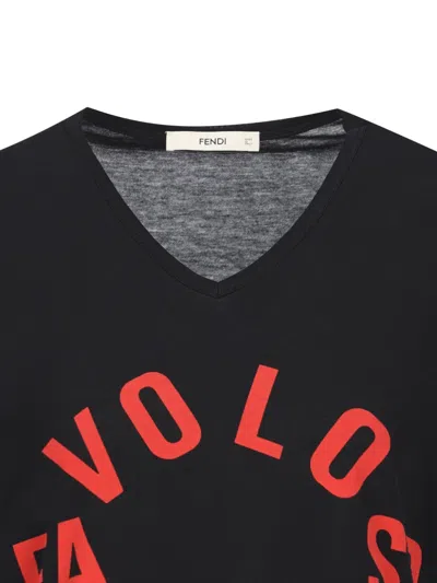 Fendi X Mirella Bentivoglio Archive Favoloso Slogan-print T-shirt In Black