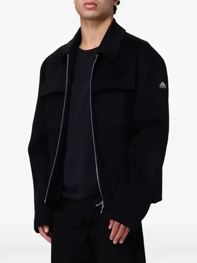 Moose Knuckles Logo-patch Buttoned Jacket In Black