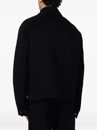 Moose Knuckles Logo-patch Buttoned Jacket In Black