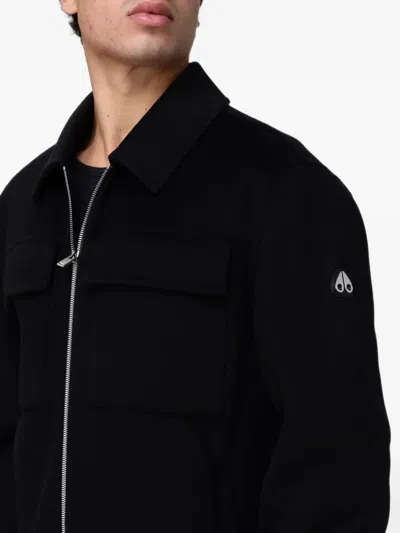 Moose Knuckles Logo-patch Buttoned Jacket In Black