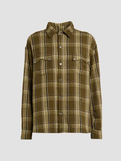 Rhude Check-pattern Distressed-effect Shirt In Green