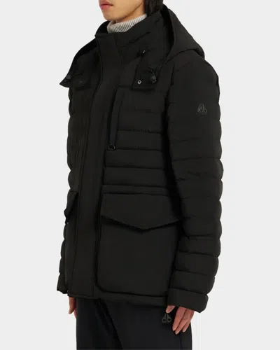 Moose Knuckles Active Flex Greystone Puffer Jacket In Black