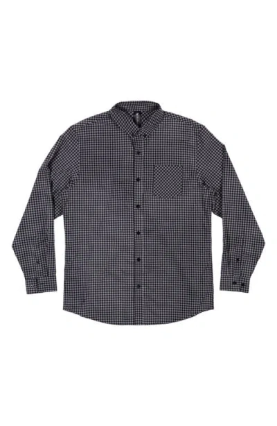 Burnside Technical Stretch Gingham Button Down Shirt In Grey/ Black