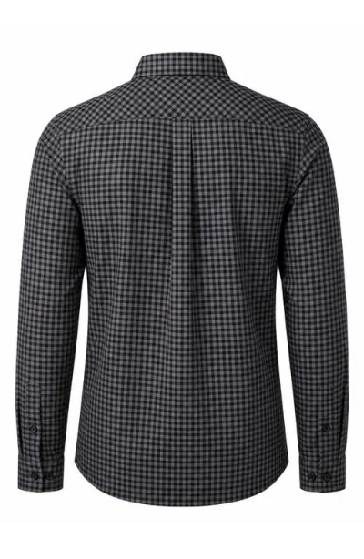 Burnside Technical Stretch Gingham Button Down Shirt In Grey/ Black