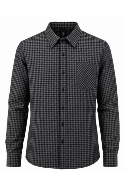 Burnside Technical Stretch Gingham Button Down Shirt In Grey/ Black