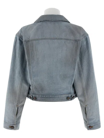 Balenciaga Stonewashed Denim Double Layer Jacket In Blue