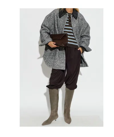 Baum Und Pferdgarten Berfe Herringbone-pattern Oversized Jacket In Black