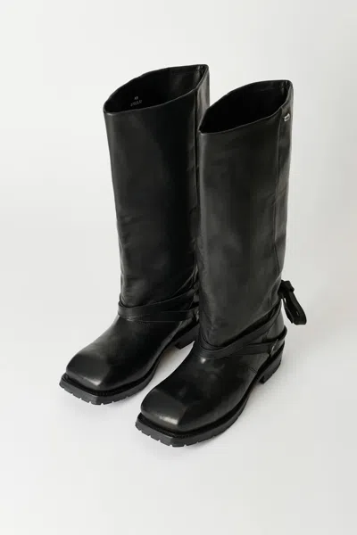 Our Legacy High Engine Cattlehide Leather Boot In Black