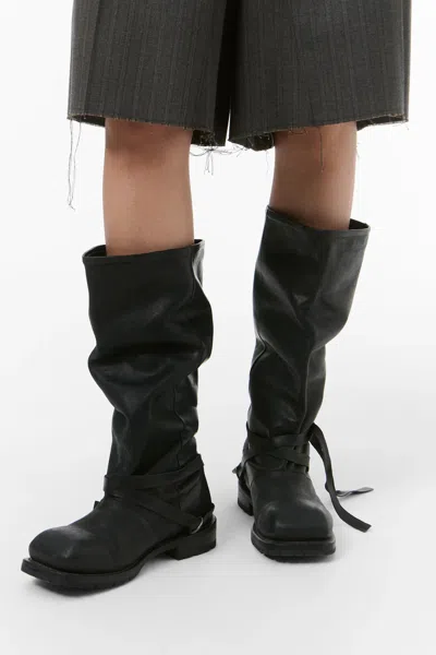 Our Legacy High Engine Cattlehide Leather Boot In Black